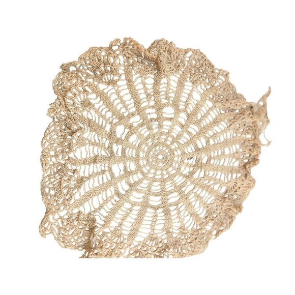 Handmade Beige Crochet Round Doily Table Decor Unfinished With Yarn - Picture 6 of 7